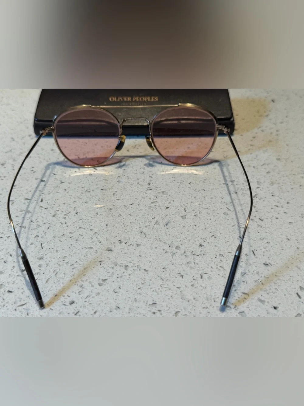 Oliver Peoples Takumi series 1 OV1275T Gold Frame Sunglasses with Pink Lenses